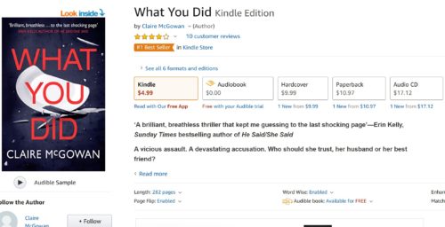 screenshot of #1 bestseller in amazon psychological thriller books