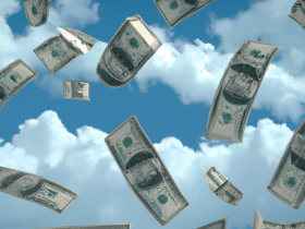 money flying into the sky